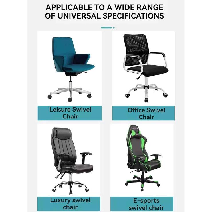 Office Chair Casters Wheels - Set of 5, Universal, Rodless, Silent, Easy Install, Metal, Swivel