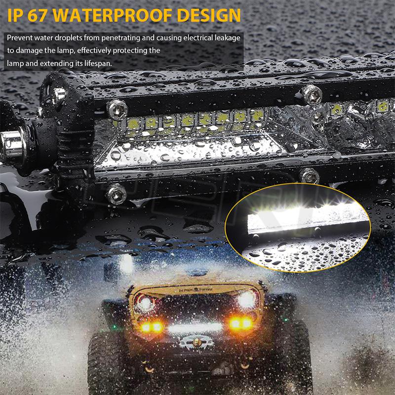 Slim 10'' 20inch LED Work Light Bar 12V 24V White Yellow Driving Fog Light for Jeep Trucks ATV Off Road 4x4 with Cable Remote