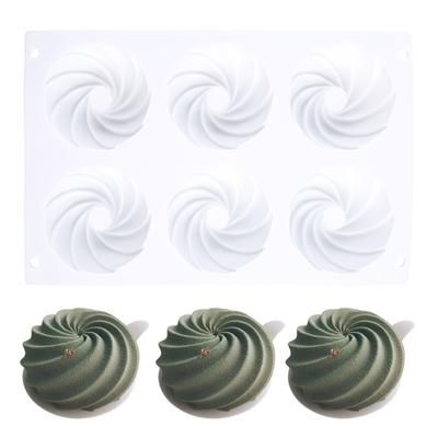 Silicone 6 Holes Spiral Cake Ice Cream Chocolate Mold Soap 3D Cupcake Bakeware Baking Dish Cake Pan Muffin Mould