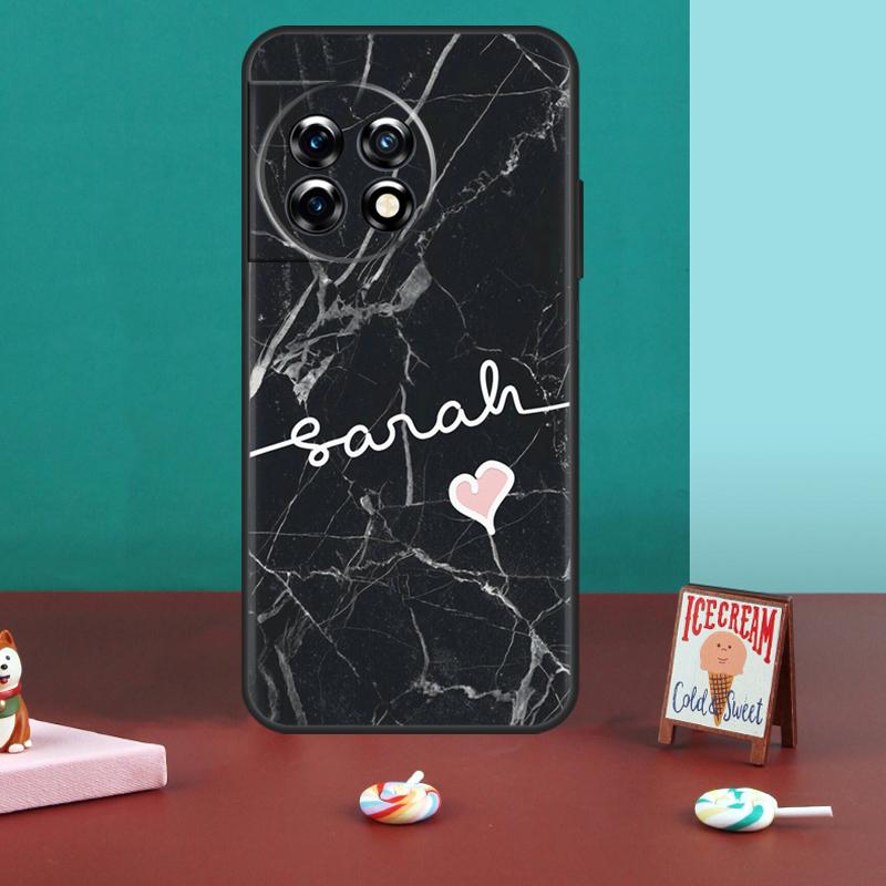 Personalised Name Heart Marble Case For OnePlus 11 8 9 10 Pro 8T 9R 9RT 10T OnePlus Nord 2 2T CE 3 Lite N30 N20 N10 Cover