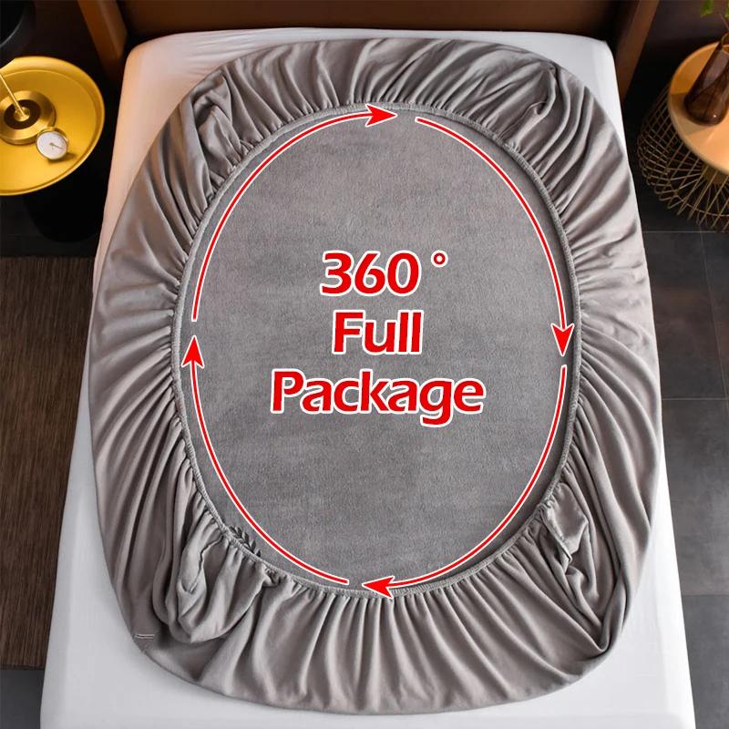 Thickened Velvet Mattress Cover High-quality Solid Color Bedspread Latex Mattress Elastic Soft Mattress Covers 160/180/200x200cm