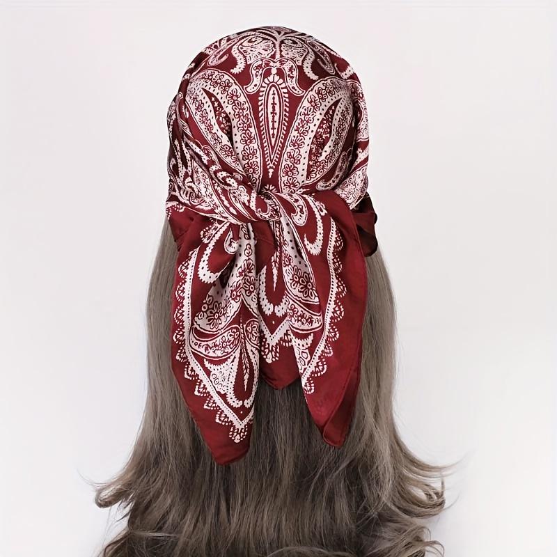 Novo Lenço Quadrado Pequeno com Estampa Paisley Lenço de Pescoço Fino de Cetim Macio Similar à Seda Estilo Maduro Protetor Solar Lenço de Cabeça Para Mulheres