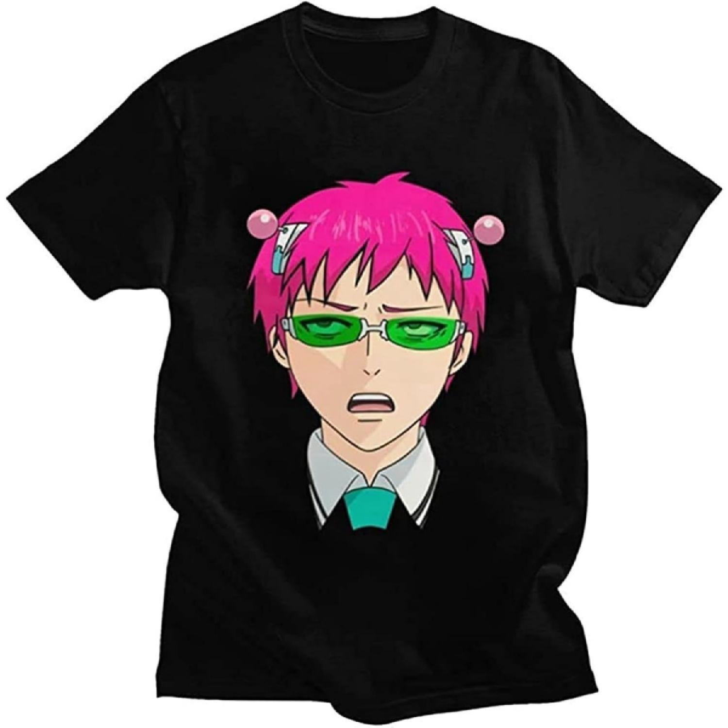 ESSEFAUST Men s The Disastrous Life of Saiki K Men Cotton Anime Manga Tee Tops T-Shirts Black XXXXXL разноцветный