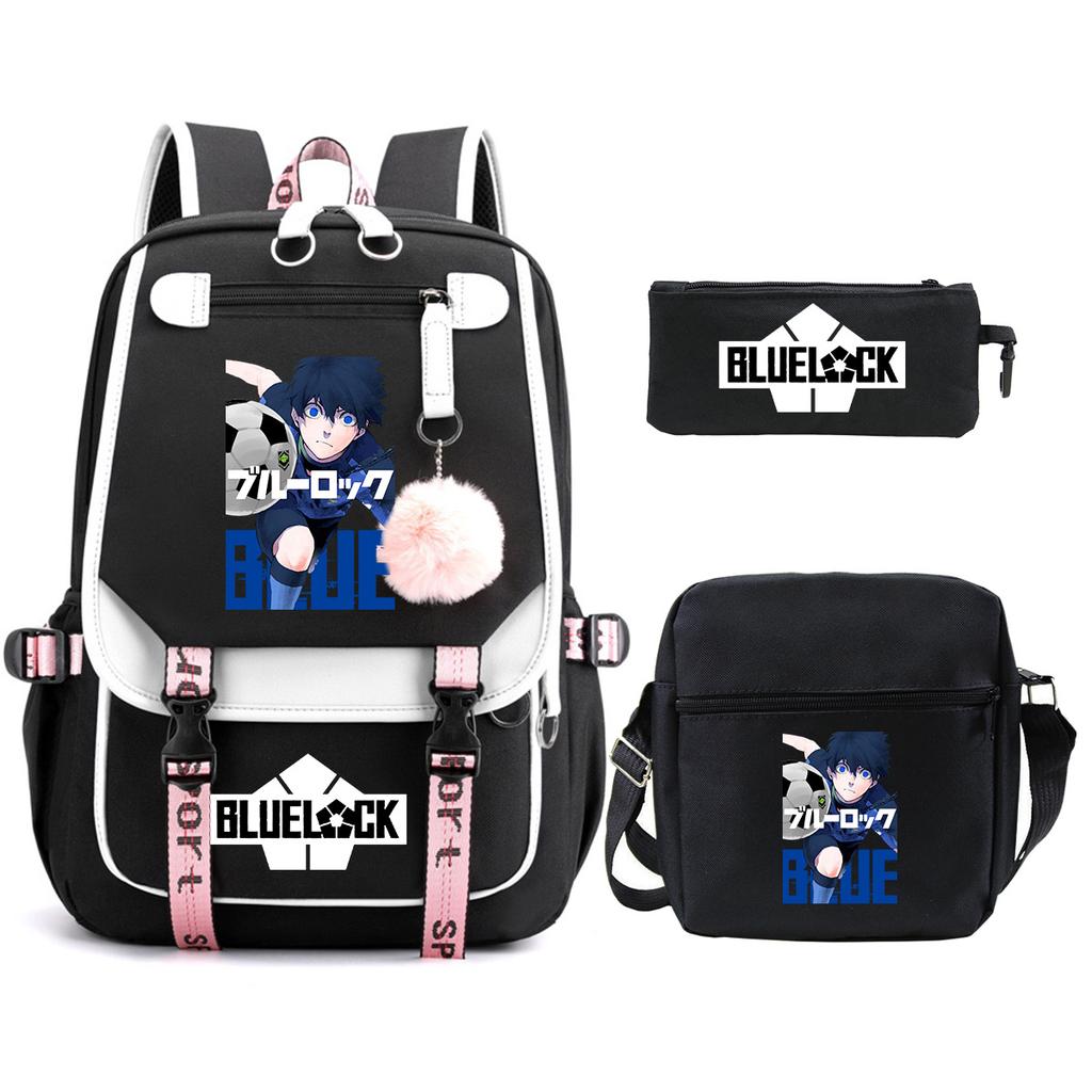 Trend Campus Primary And Secondary School Students Schoolbag Blue Prison Periphery Animation Backpack Pencil Bag
