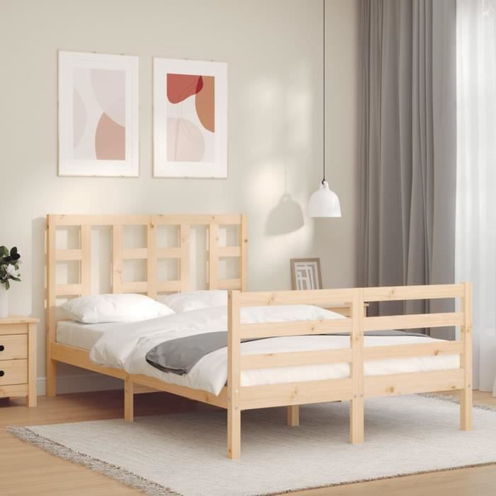 VidaXL Cadre de lit avec tête de lit 120x200 cm bois massif 3193916