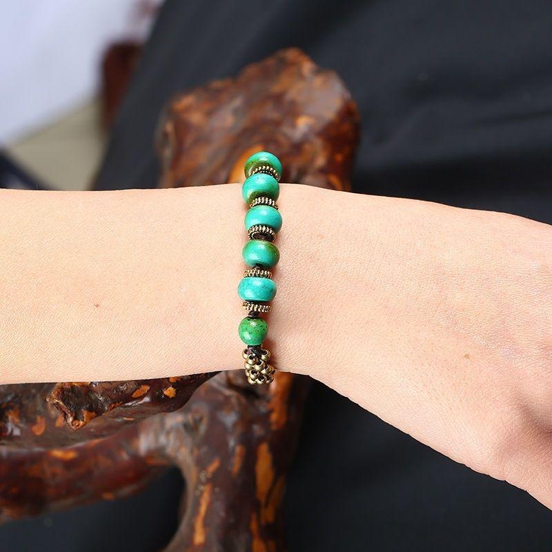 Handmade Turquoise Copper Elephant Bracelet - Ethnic Style Accessory