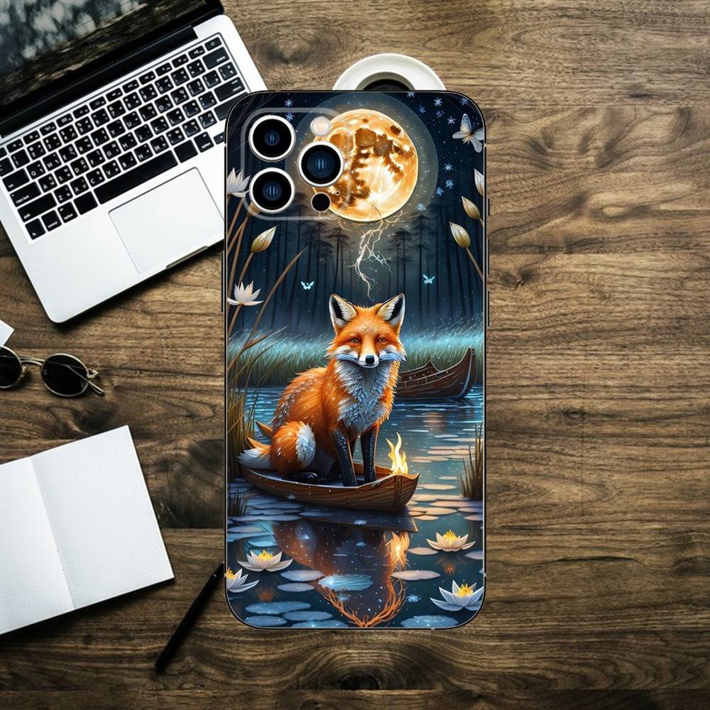 Cute Animal Fox Phone Case For iPhone 16,15,14,13,12,11,XS,XR,X,8,7,Pro,Max,Plus,mini Silicone Black Cover