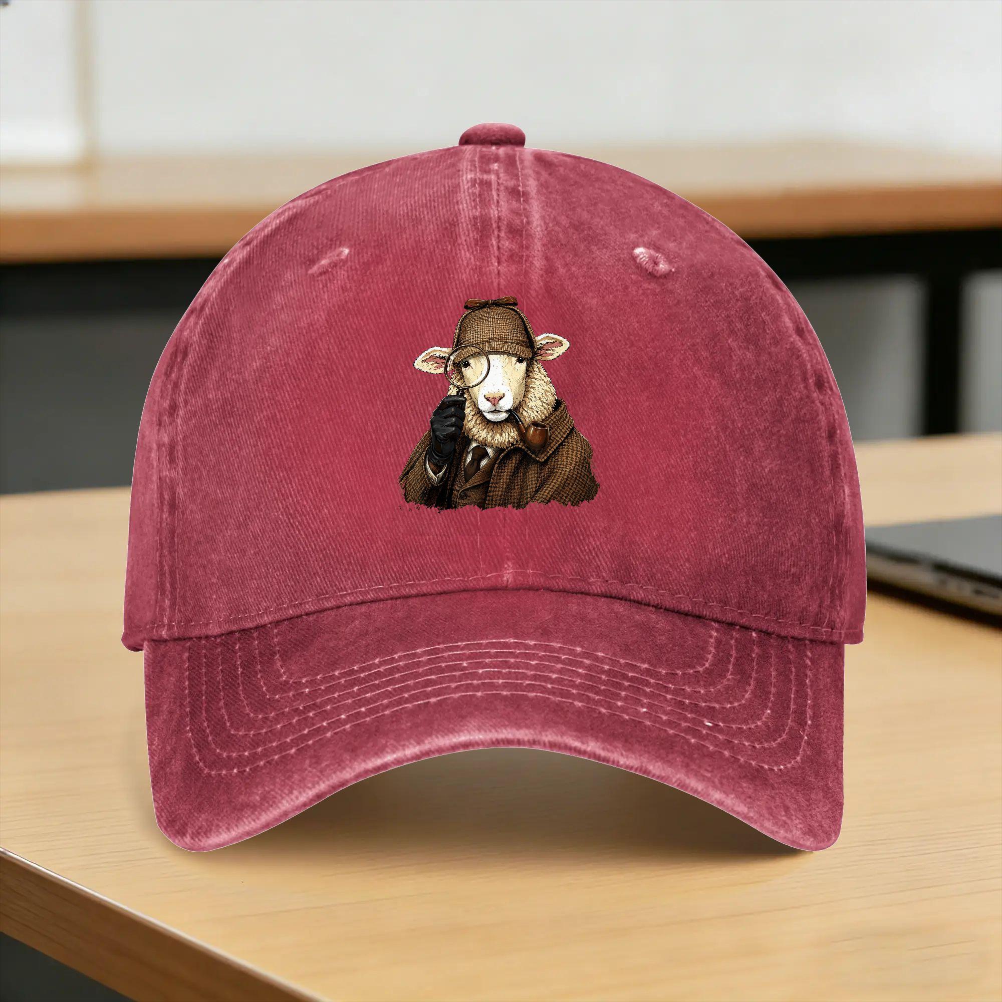 Detective Sheep Investigator Farmer Sheep Lover Casual Baseball Cap For Unisex Women Summer  Running Hippie Trucker Hat One Size