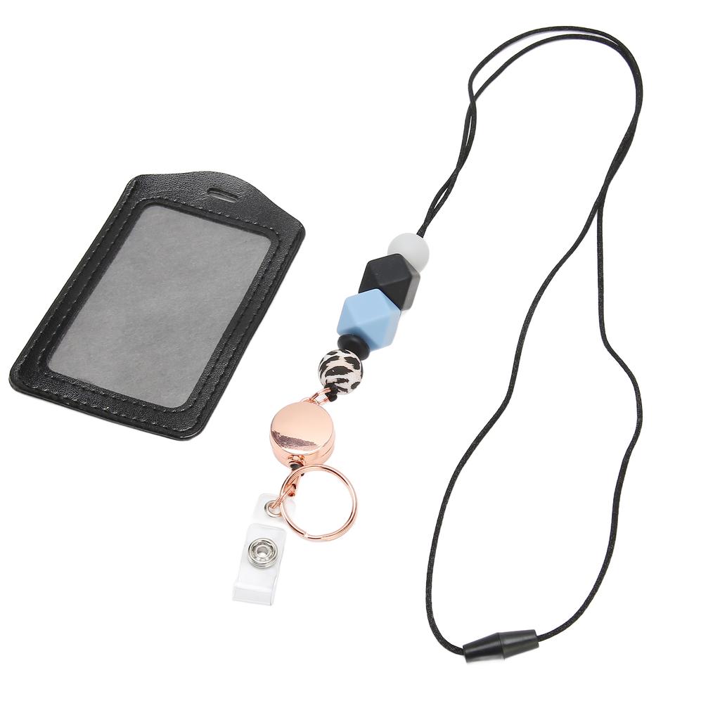 Silicone Retractable Bded Lanyard with Transparent ID Holder Multi Purpose Badge Holder for Students Worker