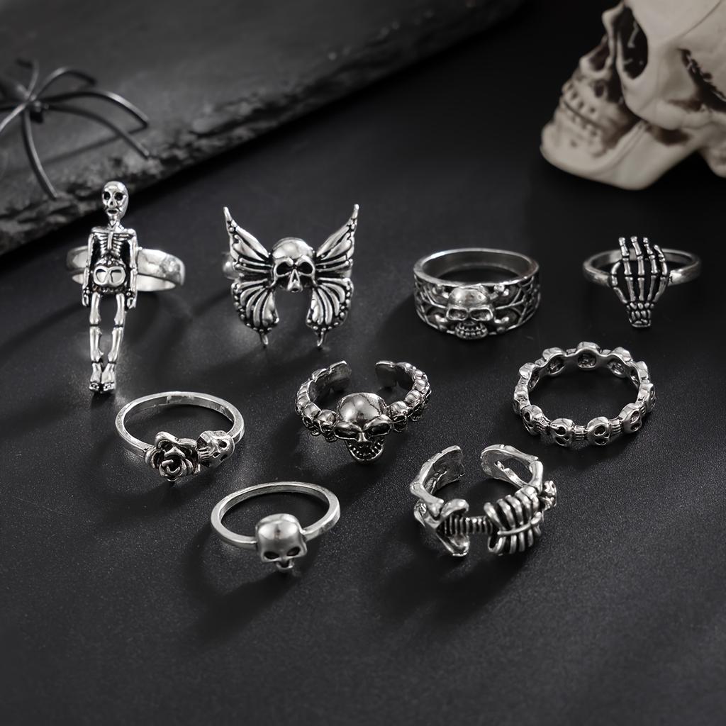 Skull Ring, Trendy and Cool Punk Accessory, Unisex Dark-themed Jewelry, Quirky and Domineering Hand Accessory, Unique Halloween Gift
