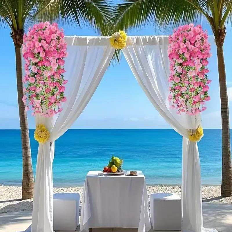 2/4Pcs Versatile Outdoor UV-Resistant Artificial Morning Glory & Eucalyptus Hanging Decor Perfect For Home Garden And Weddings