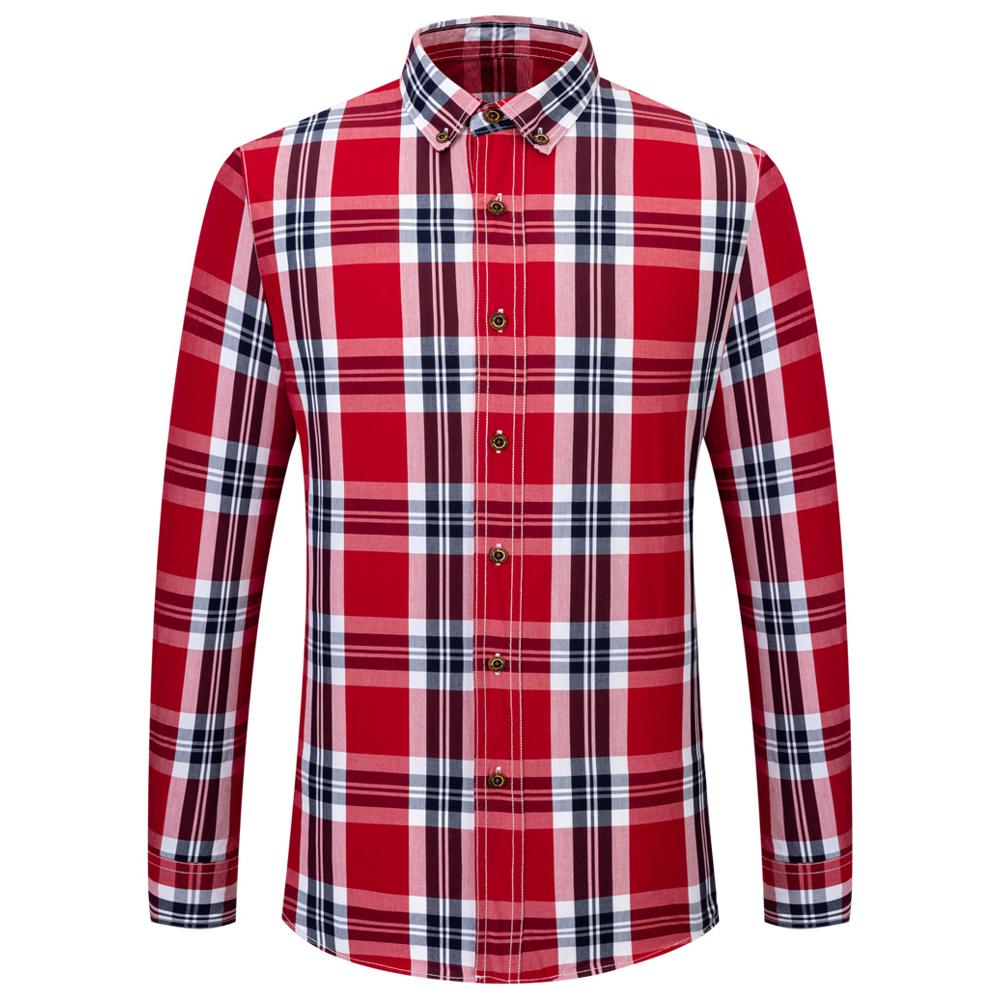 Herren Langarm Colorblock Kariertes Muster Hemden, 100% Baumwolle Regular Fit Business Casual Karomuster Button-down Hemd