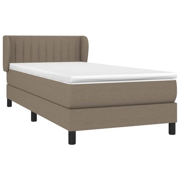 3126369 vidaXL Lit à sommier tapissier avec matelas Taupe 90x190 cm Tissu