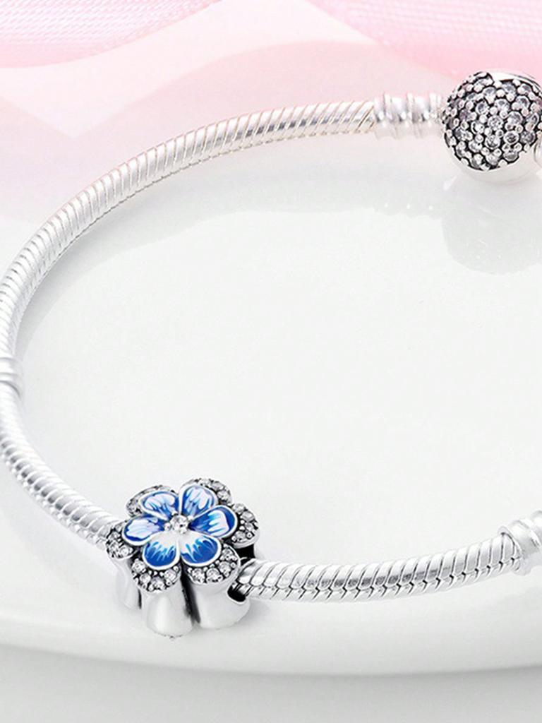 Charms Plata Colorful Flowers Beads Charm Copper Plated Fit Charms Copperoriginal Bracelet For Jewelry Making Diy Charm