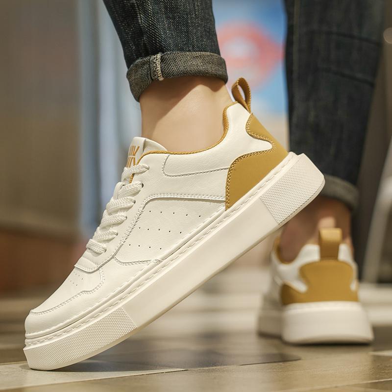 Fashion Italian Casual Leather Men Vulcanized Shoes 2024 New Designer Thick Bottom Shoe Comfy Walking Shoes Lace-up Outdoor Oxford Shoes