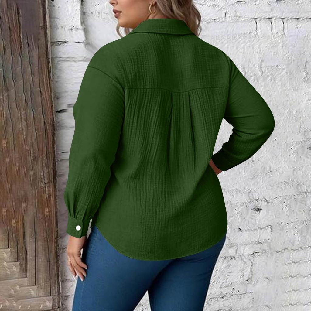 Damesmode Casual Kleur Knoopsluiting Lange Mouwen Shirt Top
