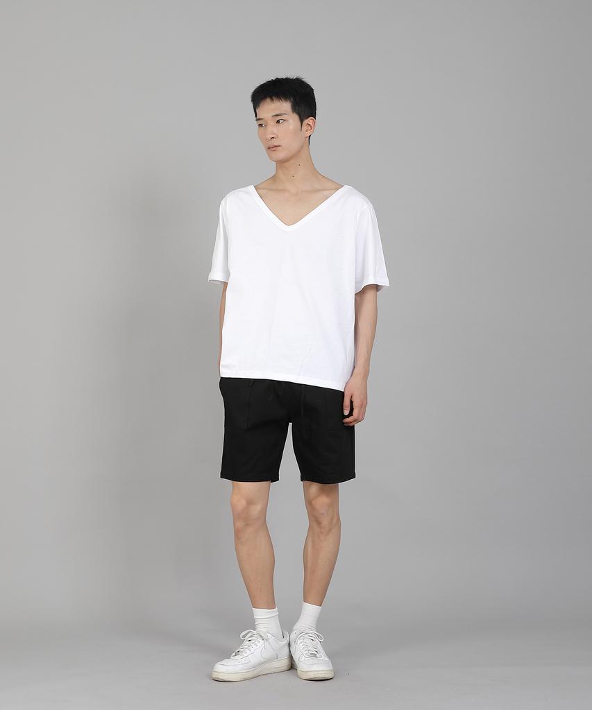 Seinteukeulu Plain Big V-Neck Short Sleeve T-Shirt Bigv-883 White