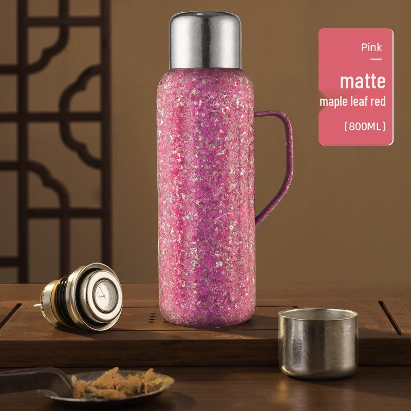 Luxury Titanium Insulated Cup Set with Tea Separator for Men & Women - Portable Design with Handle