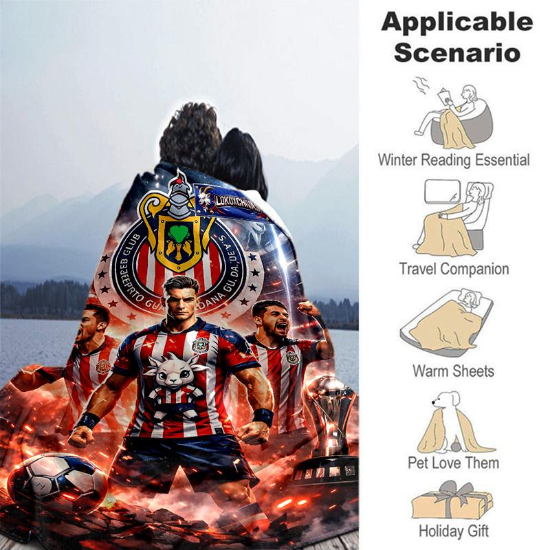 1pc Chivas Soccer Triumph Celebration Flannel Blanket Soft Warm Throw Blanket for Bedroom Living Room Bed Travel Camping Picnic Gift. MT7160187