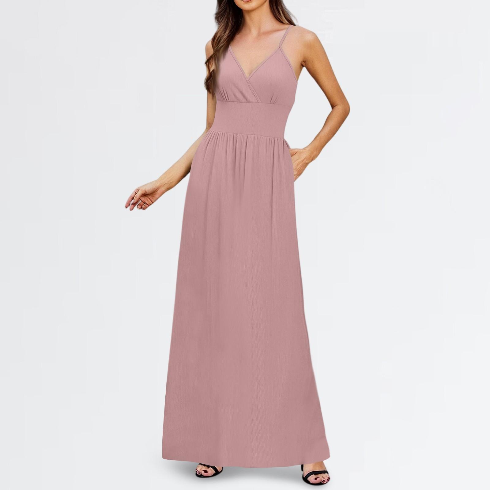 

Women s Casual Adjustable Straps Sleeveless Summer Cute Comfortable Dress With Pockets XL