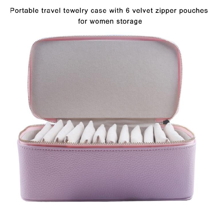 Multi Pocket Jewelry Organizer Fashionable PU Leather with Velvets Lining Accessories Holder Secure Storage Box