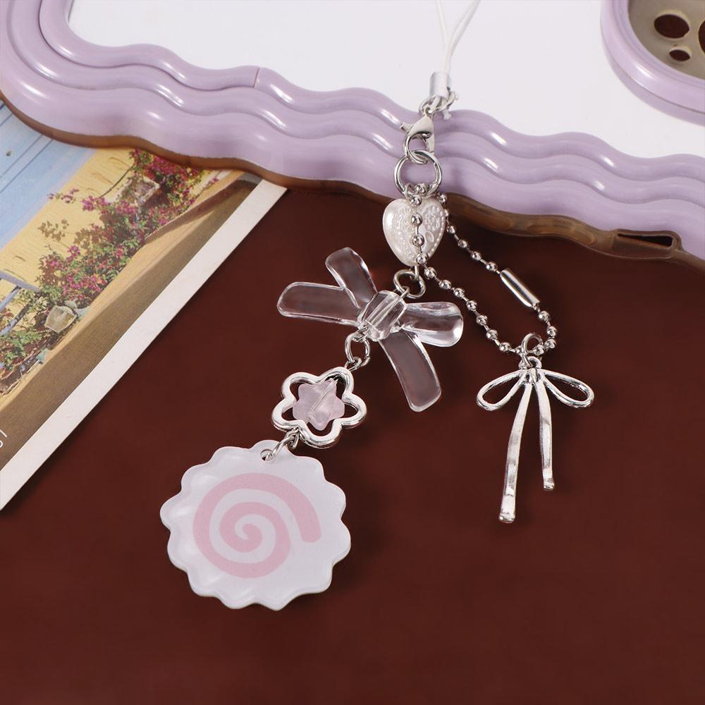 Pink Color Y2K Phone Straps Acrylic Harajuku Bag Pendant Japanese Fashion Fish Cake Keyring  Women
