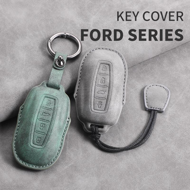 4 Buttons Leather Car Remote Key Case Cover for Ford Tourneo Custom 2025 Equator Sport Equator for JMC Territory Key Accessories