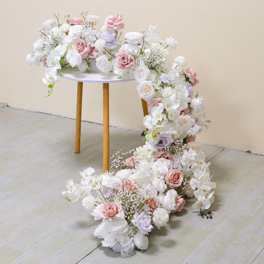 Uflower 3D Red Rose Hydrangea Flower Row Luxury Wedding Arch Backdrop Floor Table Centerpiece Event Decor