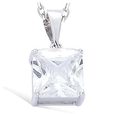 [F6310] - Pendentif Argent 'Essentiel' Blanc argenté (rhodié) - 8x8 mm