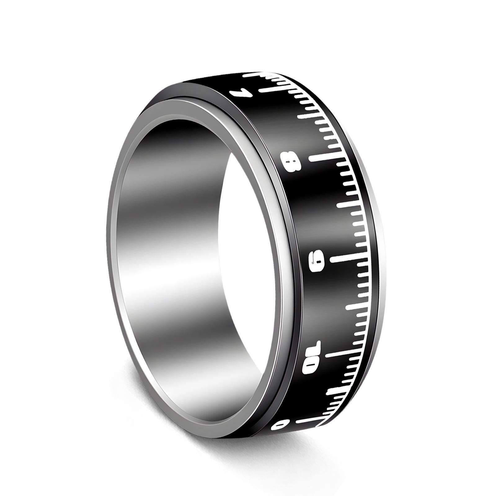 Мужское вращающееся кольцо из титановой стали с чешуйчатым узором Size 11 чёрный