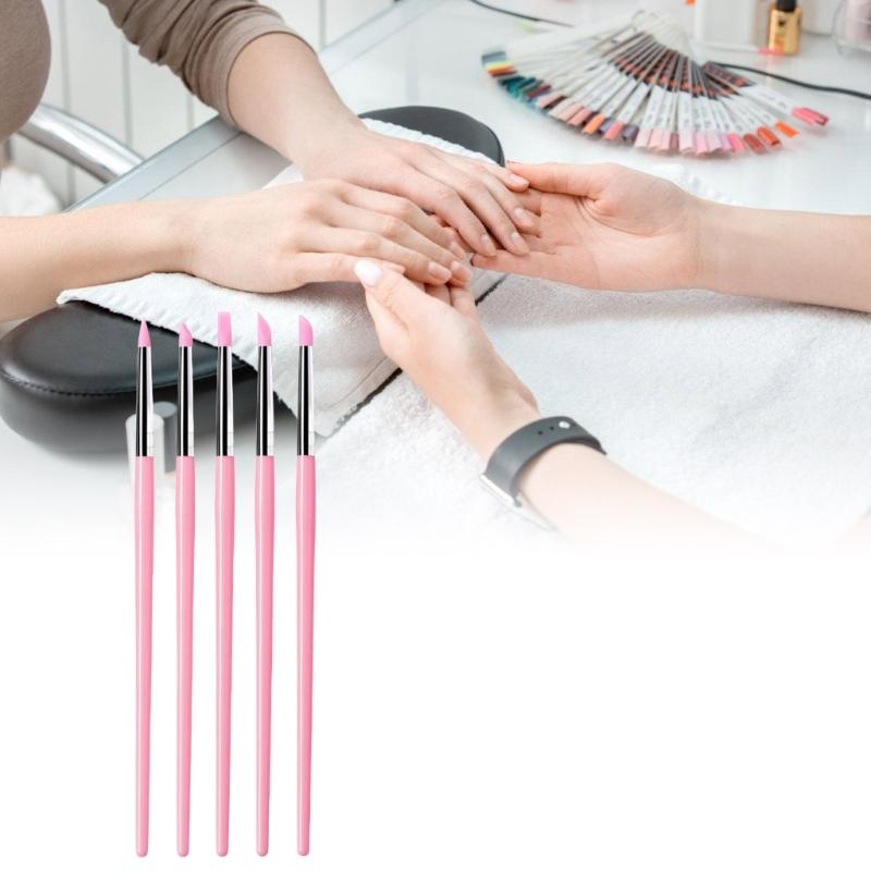 5pcs Silicone Brushes Set Modelling Brushes For Salon and Home Use Professional Nail Art Tools for Clay Sculpting