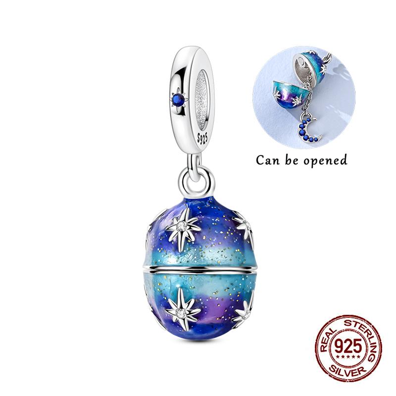 Compatible With Authentic Original Copper Metal Charm Bead Components Bead Components Luminous Easter Egg Pink Baskets Charm Bead Components Designed