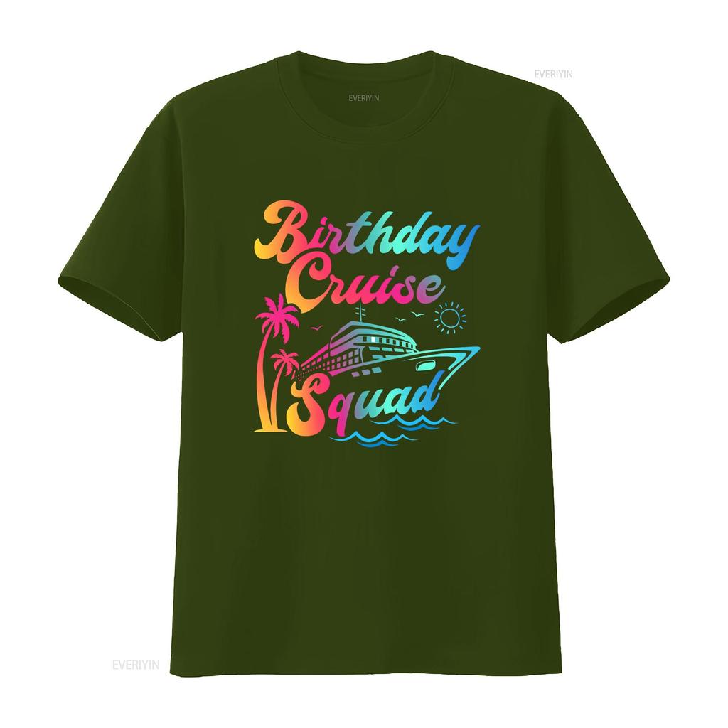 Birthday Cruise Squad T Shirt Matching Group Vacation vintage Washed Stylish streetwear Top For Everyday Wear Versatile