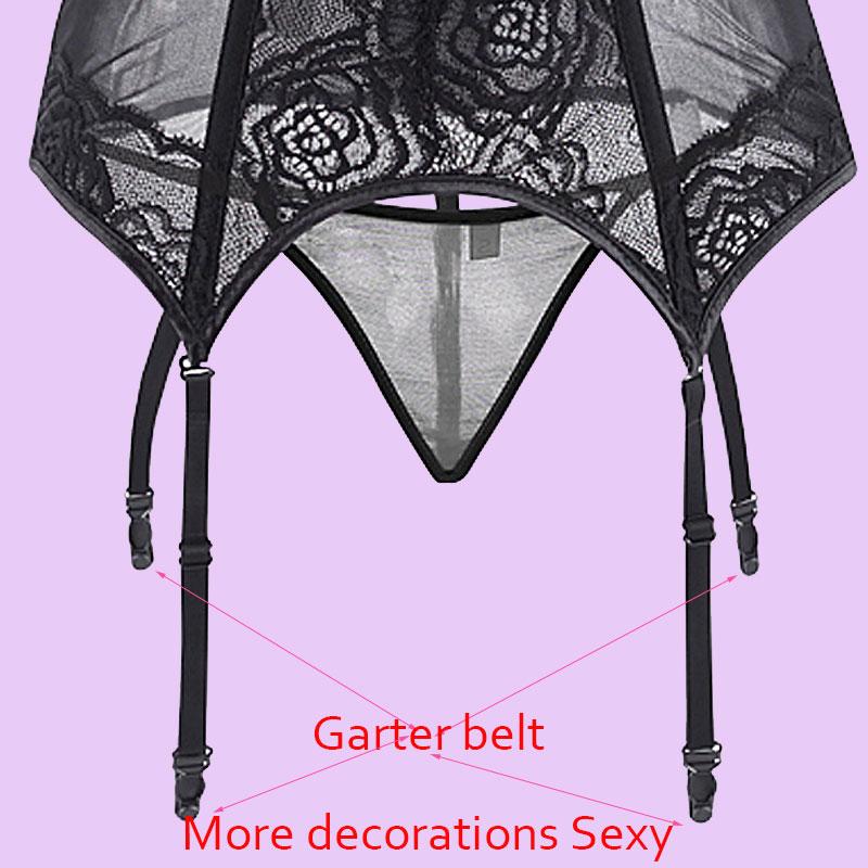 Sheer Bustier Garter Belt Purple Red White Blue Black Lingerie Women Corsets & Bustiers