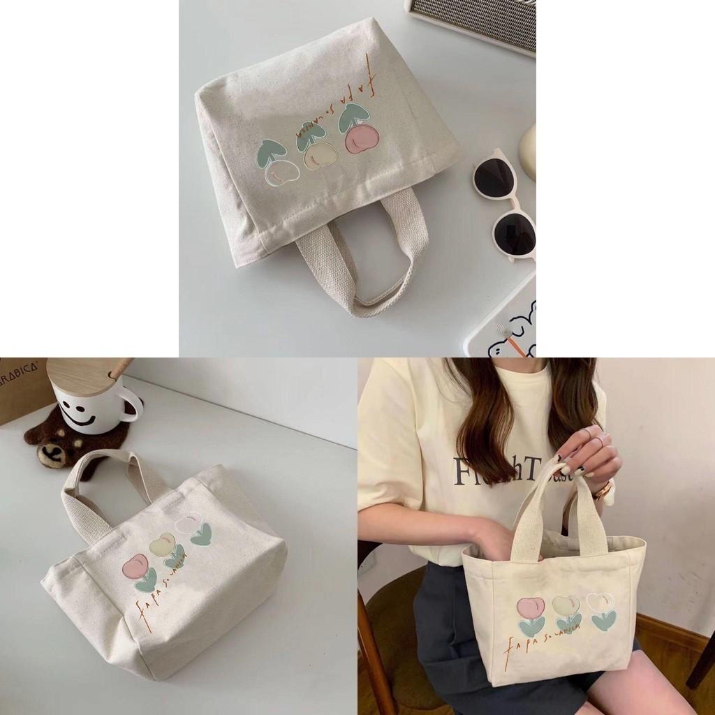 Stylish Canvas Tote Bag Small Capacity Lunch Box Bag For Women