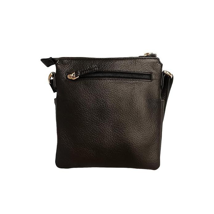 RSINC Vinata Genuine Leather Crossbody Sling Black Slim Design with Front Pocket B0FF32SQTW