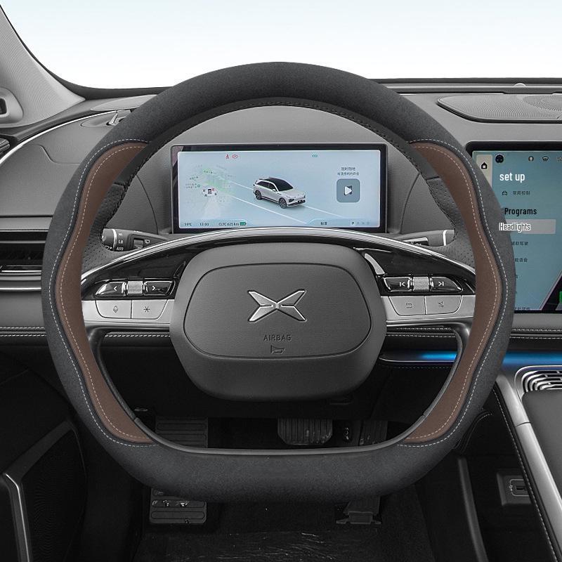 Xiaopeng G6 Steering Wheel Cover: Fits 24 Models, Compatible with X9, P7, P5, M03, G9, G3, Suede, No Sewing Needed