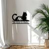 Modern Cat Welcome Sign Metal Wall Art Black Iron Plaque Pet Lovers Gift Housewarming