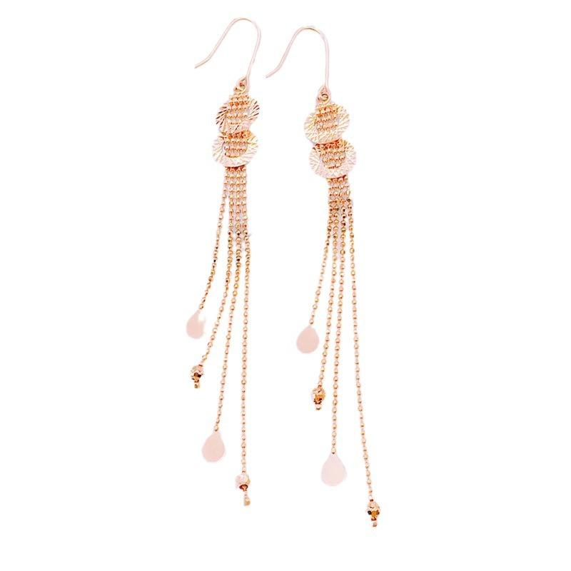 Purple Gold Bead Fringed Ear Line Mori Variety Color Gold Retro Plated Rose Long Earrings