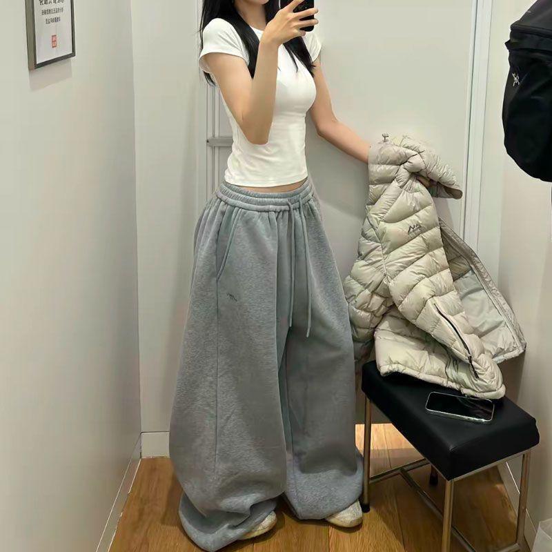 Women's Elastic Waist Sweatpants Loose Wide Leg Trousers Casual Lounge Pants