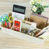 Wood Handle Desk Organizer Multi-compartment Desktop Storage Case Stationery Finishing Box  Makeup