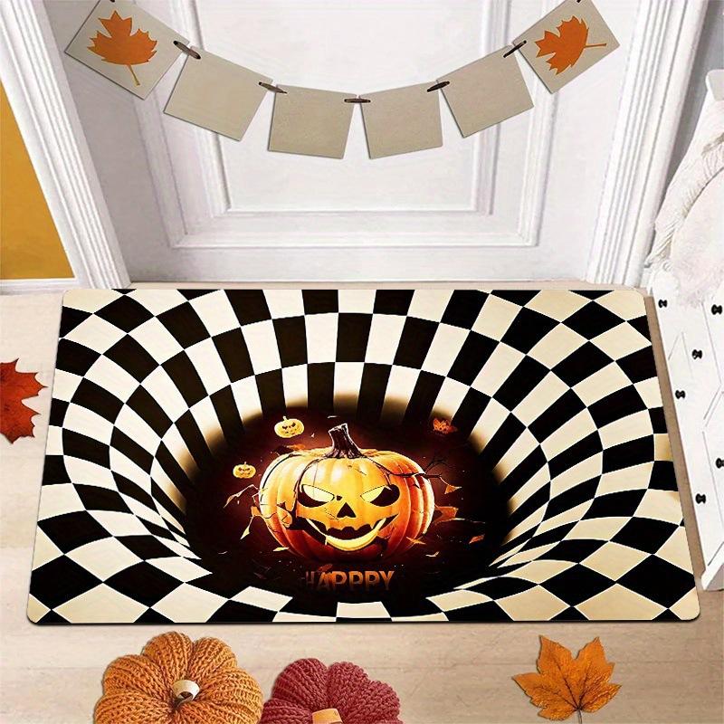 VIKAMA Orange Cat Jack-O -Lantern Fantasma Calabaza Felpudo de Halloween Alfombra de interruptor de piso 40x60cm