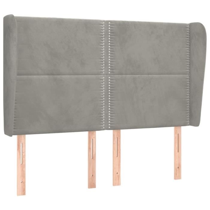 VidaXL Tête de lit avec oreilles Gris clair 147x23x118-128 cm Velours3117864