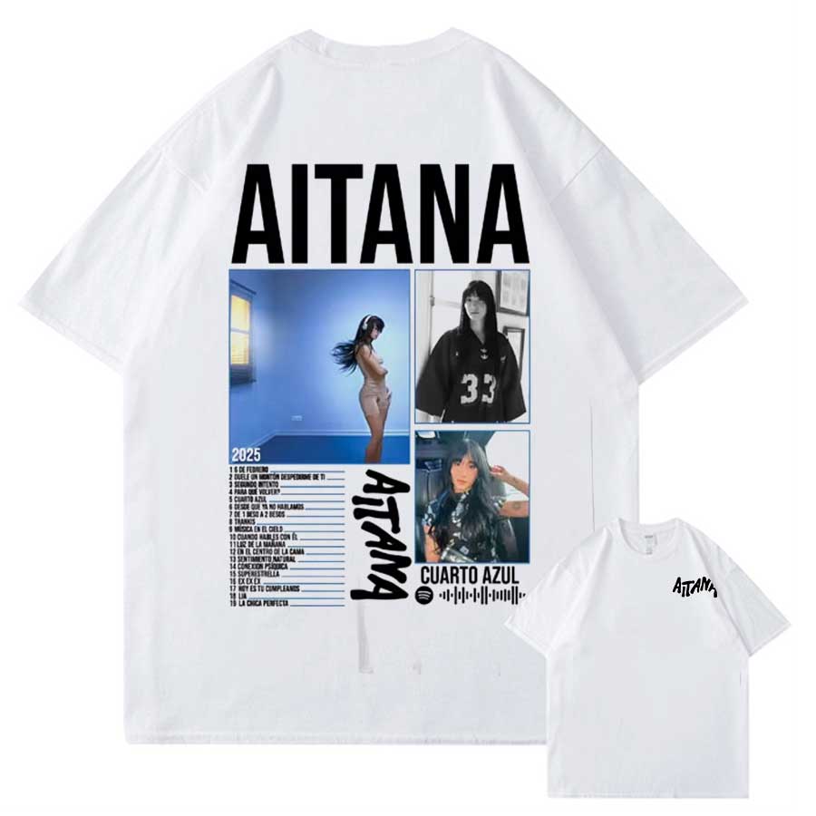 

Singer Aitana Cuarto Azul Tour Graphic T shirt for Unisex Women Hiphop Streetwear Oversized Tops 100 Cotton TShirt 09282 4XL