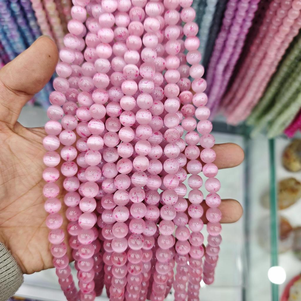 10mm Cat's Eye Stone Beads: Single, Double, Triple Color Options for DIY Jewelry Accessories.