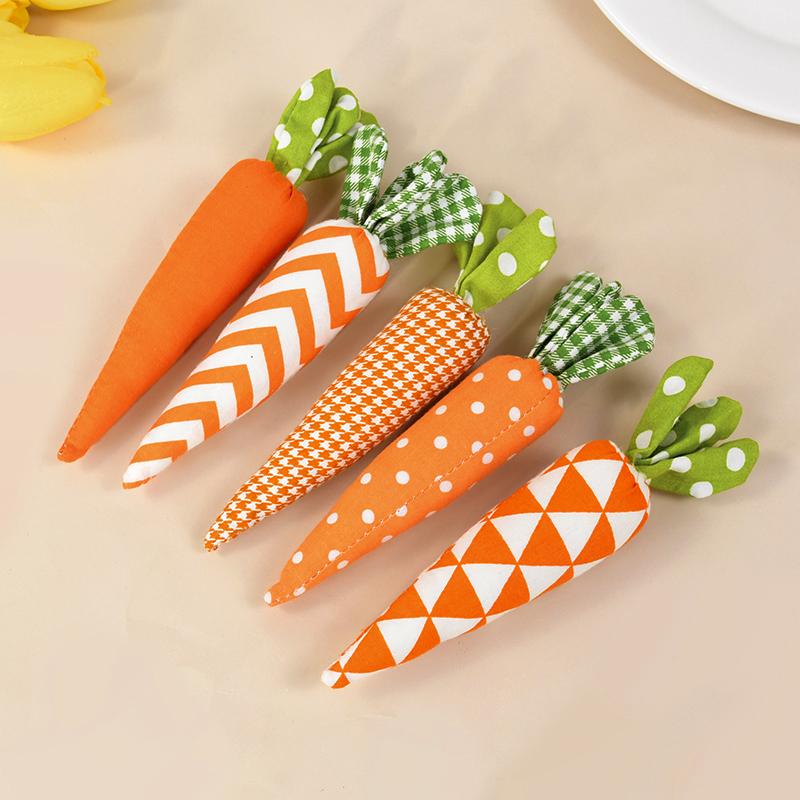 5Pcs Easter Fabric Carrot Ornaments 2026 Spring Easter Home Tray Decoration Kids Birthday Favors Gift Holiday Party Supplies