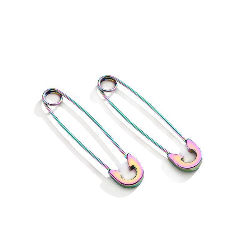 Japanese Korean version pin stud earrings personalized neutral wind stainless steel puncture creative trend ear buckle direct sales