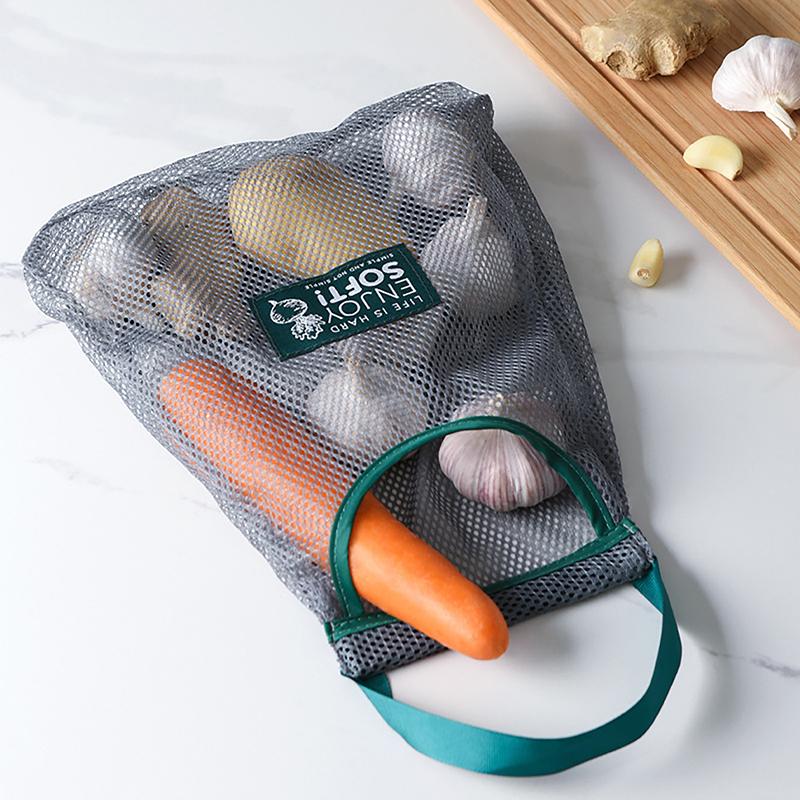 Reusable Kitchen Hanging Mesh Bag Home Fruit And Vegetable Storage Net Bag For Ginger Garlic Potatoes Onions