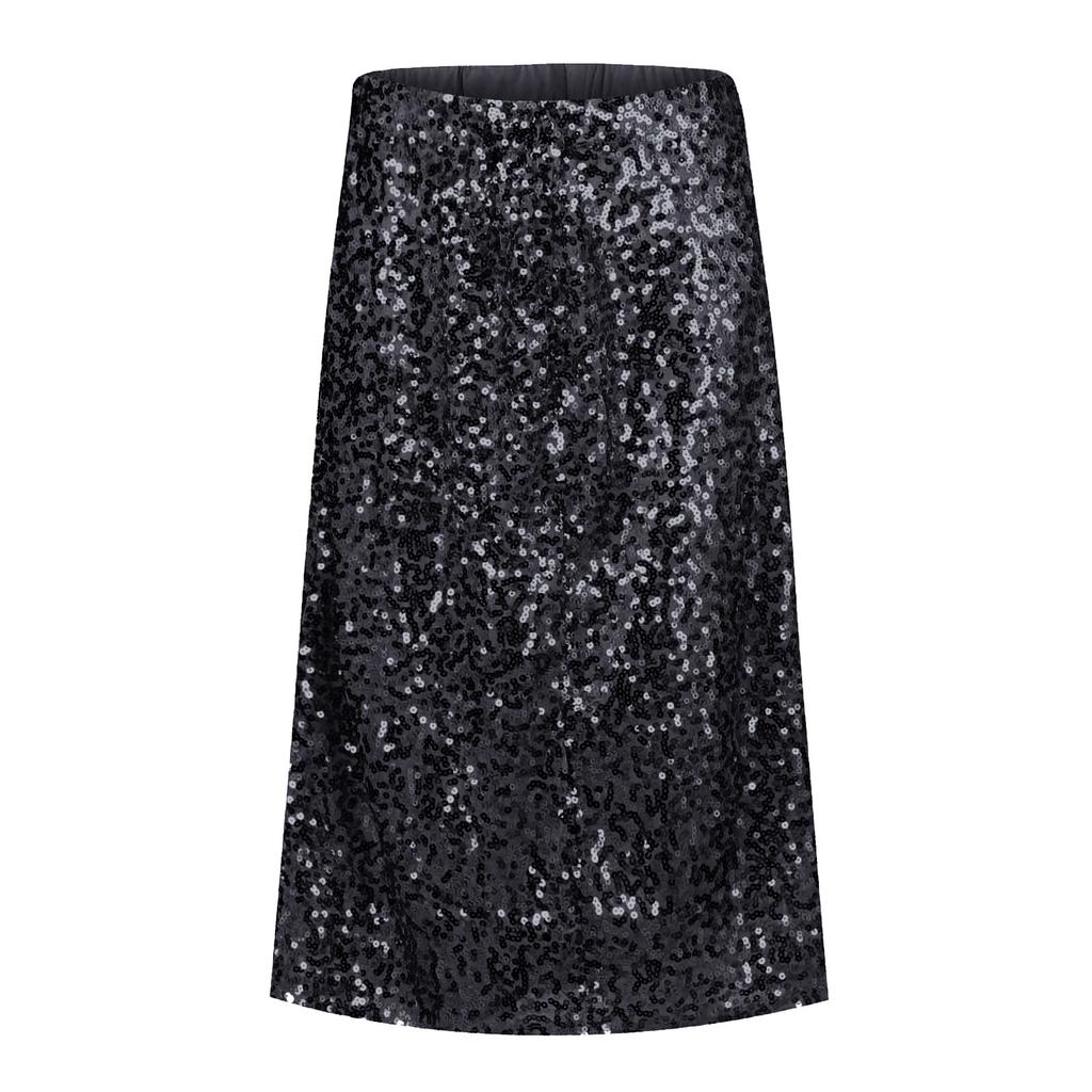 Damska spódnica z cekinami Błyszczące jedno słowo Spódnica z wysokim stanem Impreza Spódnica do kolan Damska cekinowa spódnica ołówkowa