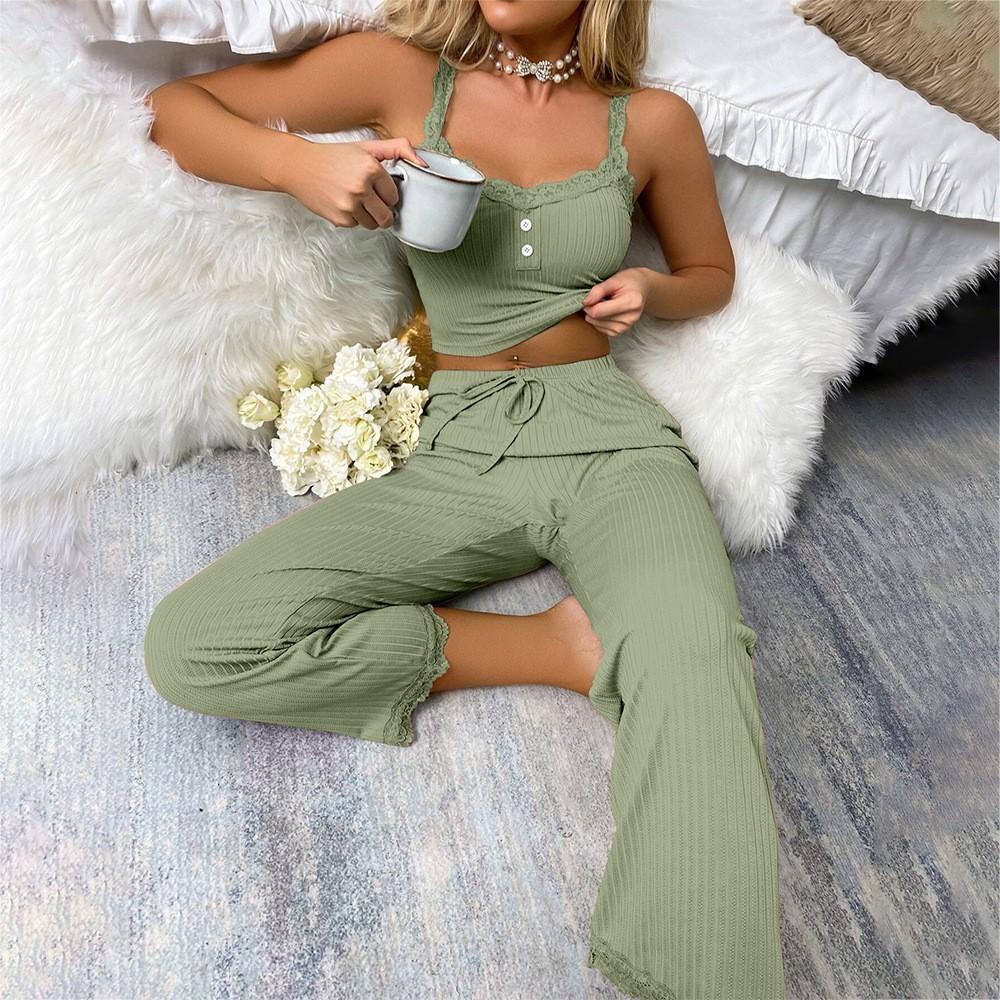 Lace Strap Pants Lace Set Sexy Comfortable Elastic Pajamas
